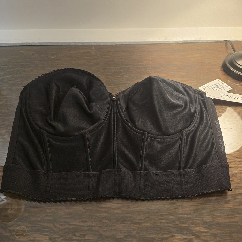 Dominique 6377 Black Longline Strapless Bustier‎ 40DD Boned Underwired